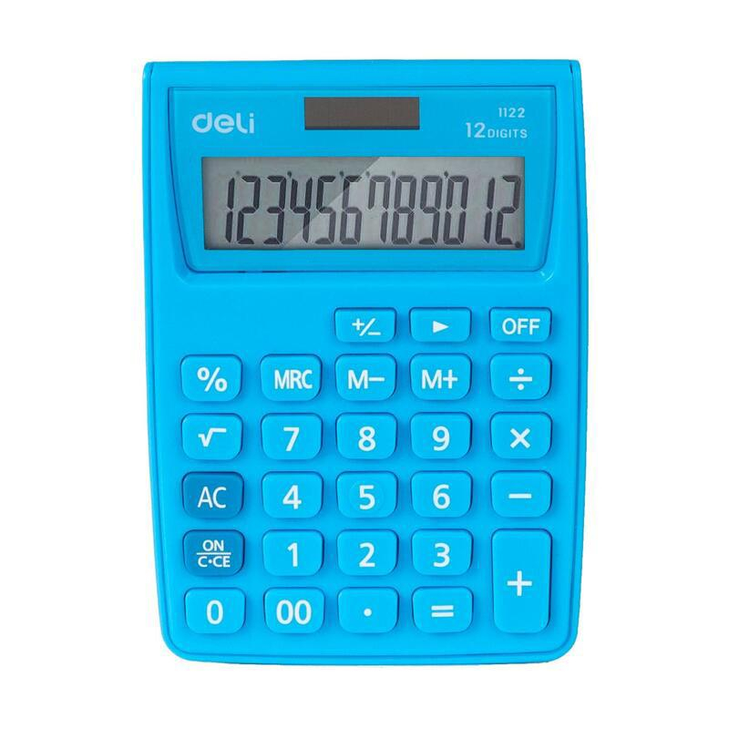Калькулятор карманный Deli 12-разр., LCD-дисплей, двойное питание, ассорти