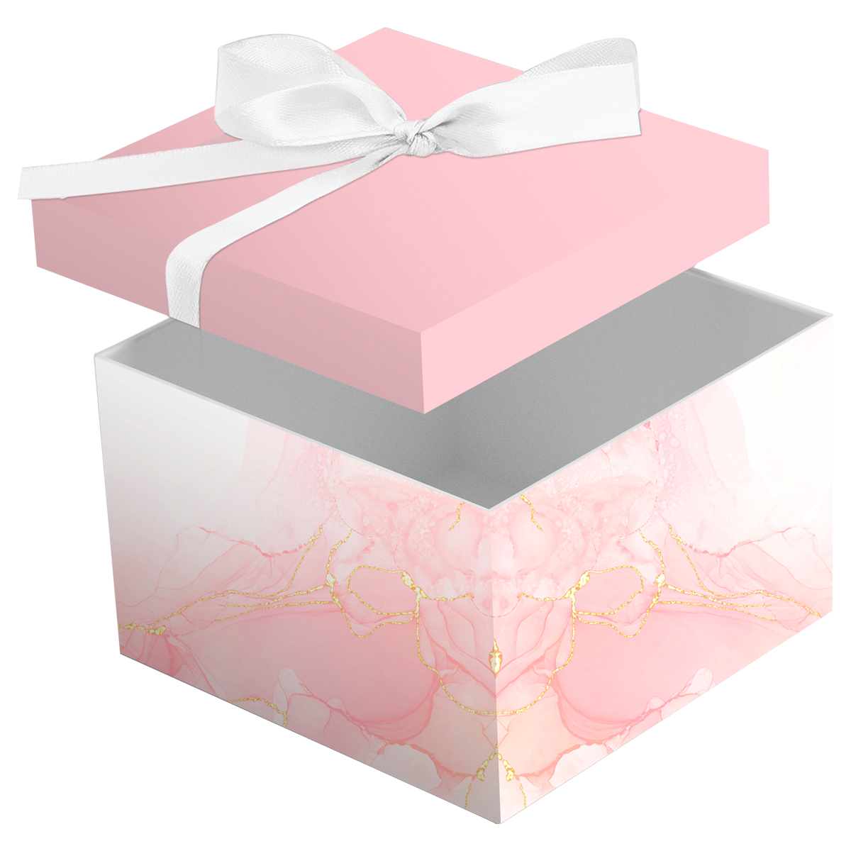 Коробка складная подарочная MESHU "Pink marble", (15*15*15см), с лентой, отд фольгой