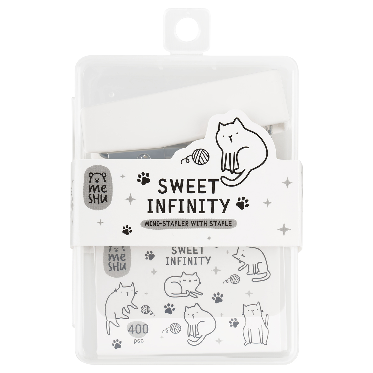 Набор MESHU "Sweet infinity": мини-степлер №24/6 до 20л.; скобы №24/6; пластиковый бокс