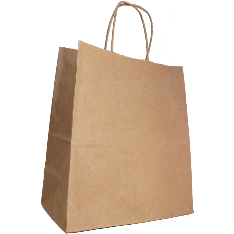 Пакет бумажный 320х200х370 мм с кручеными ручками, крафт. 70гр. 250шт/уп