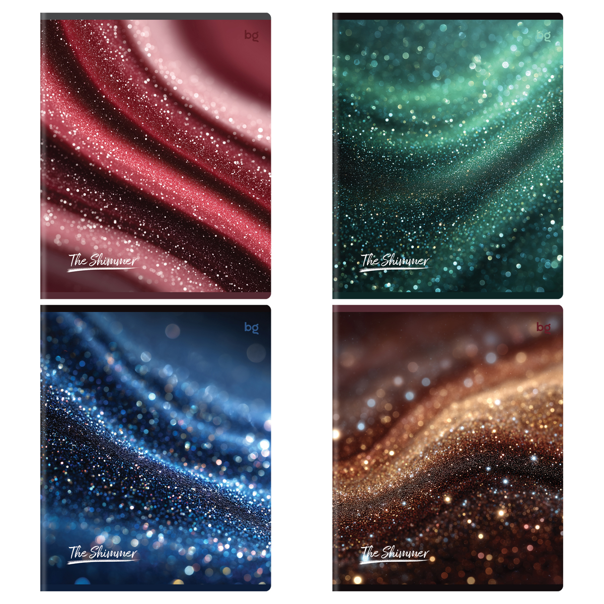 Тетрадь 48л., А5, клетка BG "Shimmer", глиттерная пленка