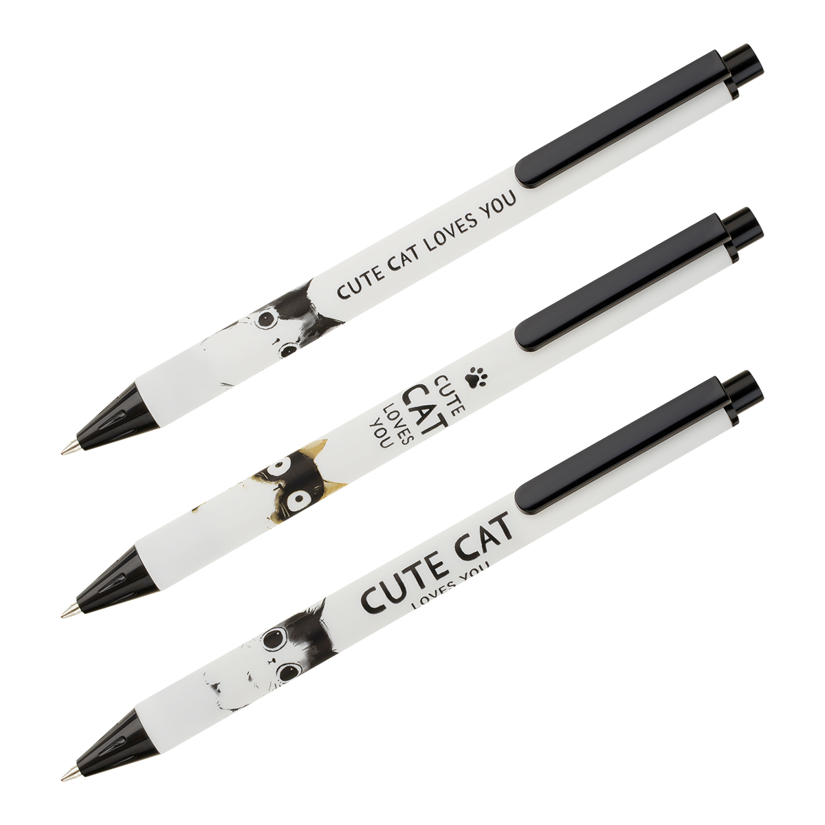 Ручка шариковая автоматическая MESHU "Cute cats" синяя, 0,5 мм