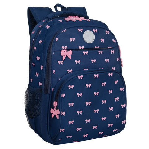 Рюкзак GRIZZLY школьный, анатом. спинка, 2 отделения, д/дев., PINK BOWS, 39х30х20 см, RG-568-2/3