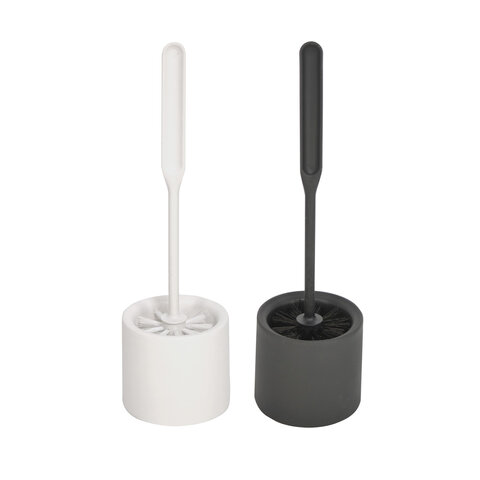 Ершик для унитаза с подставкой, МОДЕРН, пластик, ассорти ( белый / черный ), YORK, 064100