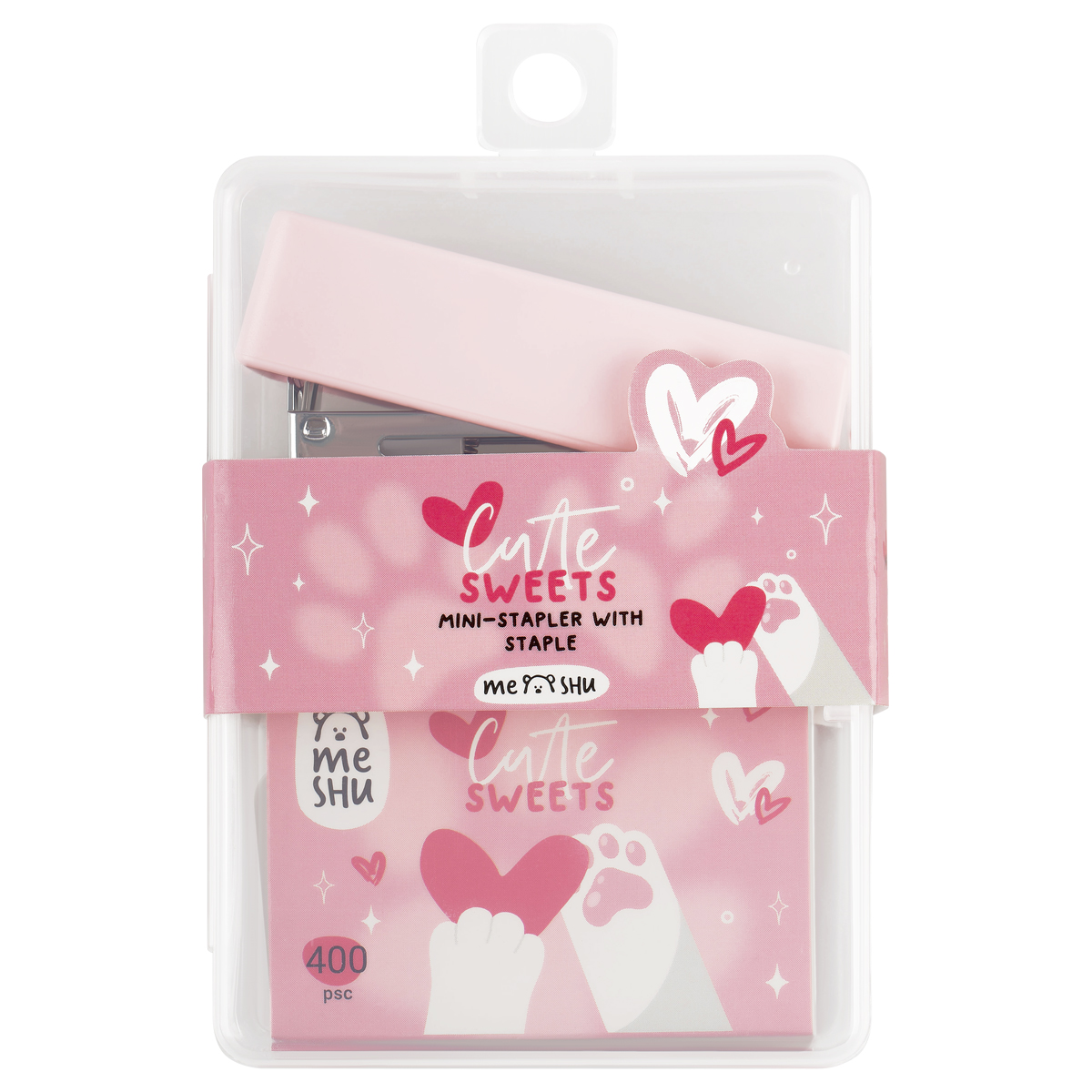 Набор MESHU "Cute sweets": мини-степлер №24/6 до 20л.; скобы №24/6; пластиковый бокс