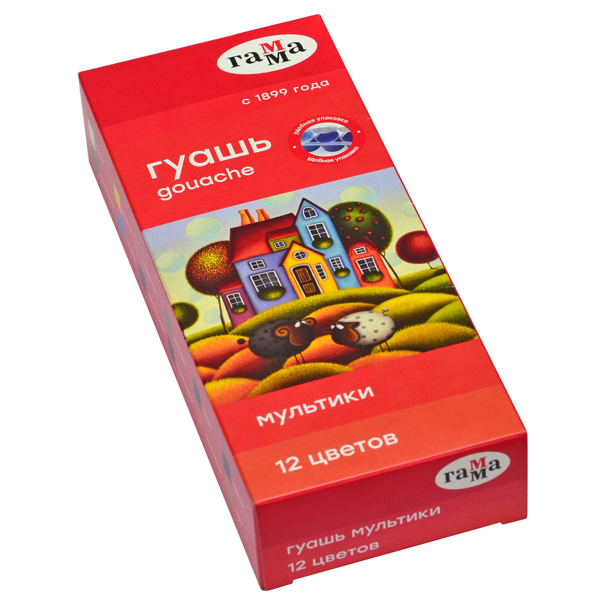 Гуашь Гамма "Мультики", 12 цветов, 17,5мл, картон. упаковка