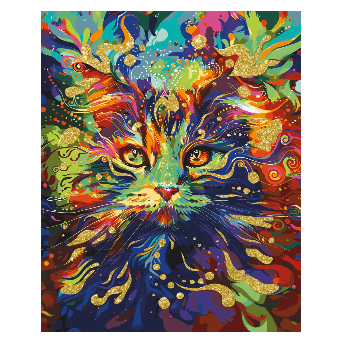 Картина по номерам на холсте с глиттером ТРИ СОВЫ "Кот-холи", 40*50, с акриловыми красками и кистями