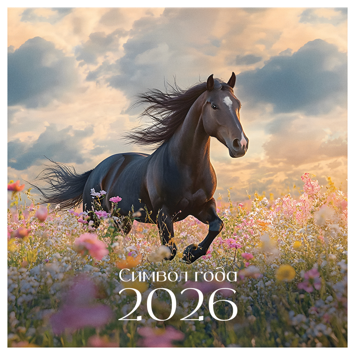 Календарь настенный перекидной на скрепке, 290*290 мм 12л. BG "Мир лошадей", 2026г.