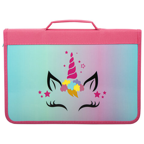 Папка для труда на молнии BRAUBERG А4 с ручкой, 1 отделение, органайзер, "Unicorn", 271447