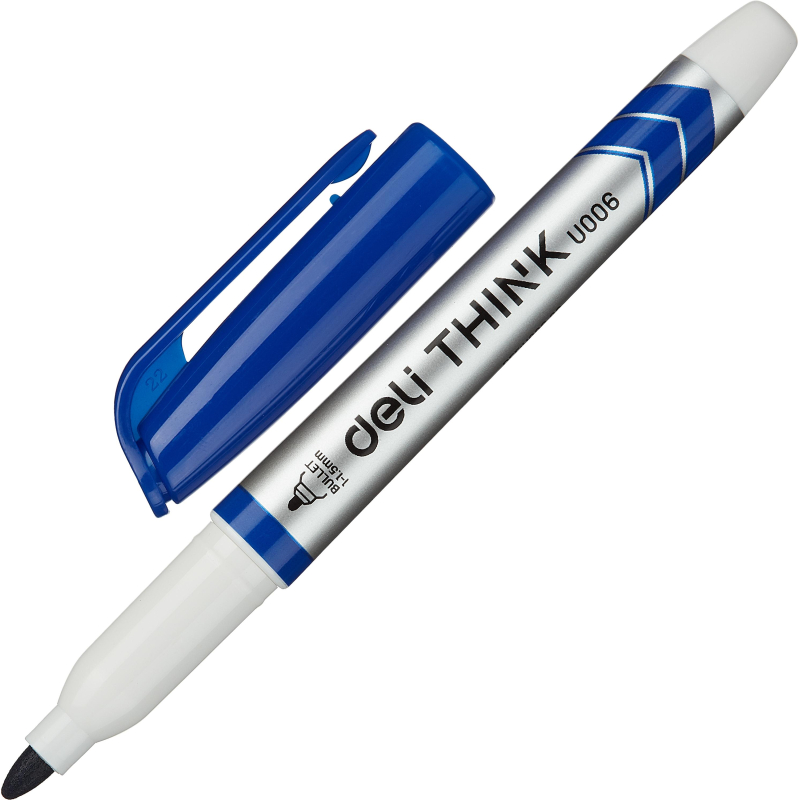 Маркер для белых досок Think, круглый наконечник, толщ.линии 1,5 мм, синий