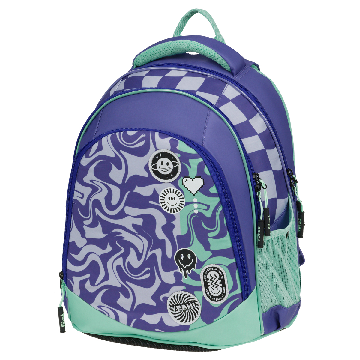 Рюкзак Först F-JUNIOR "Smiley" 38*29*18 см, 3 отделения, 2 кармана, эргономичная спинка