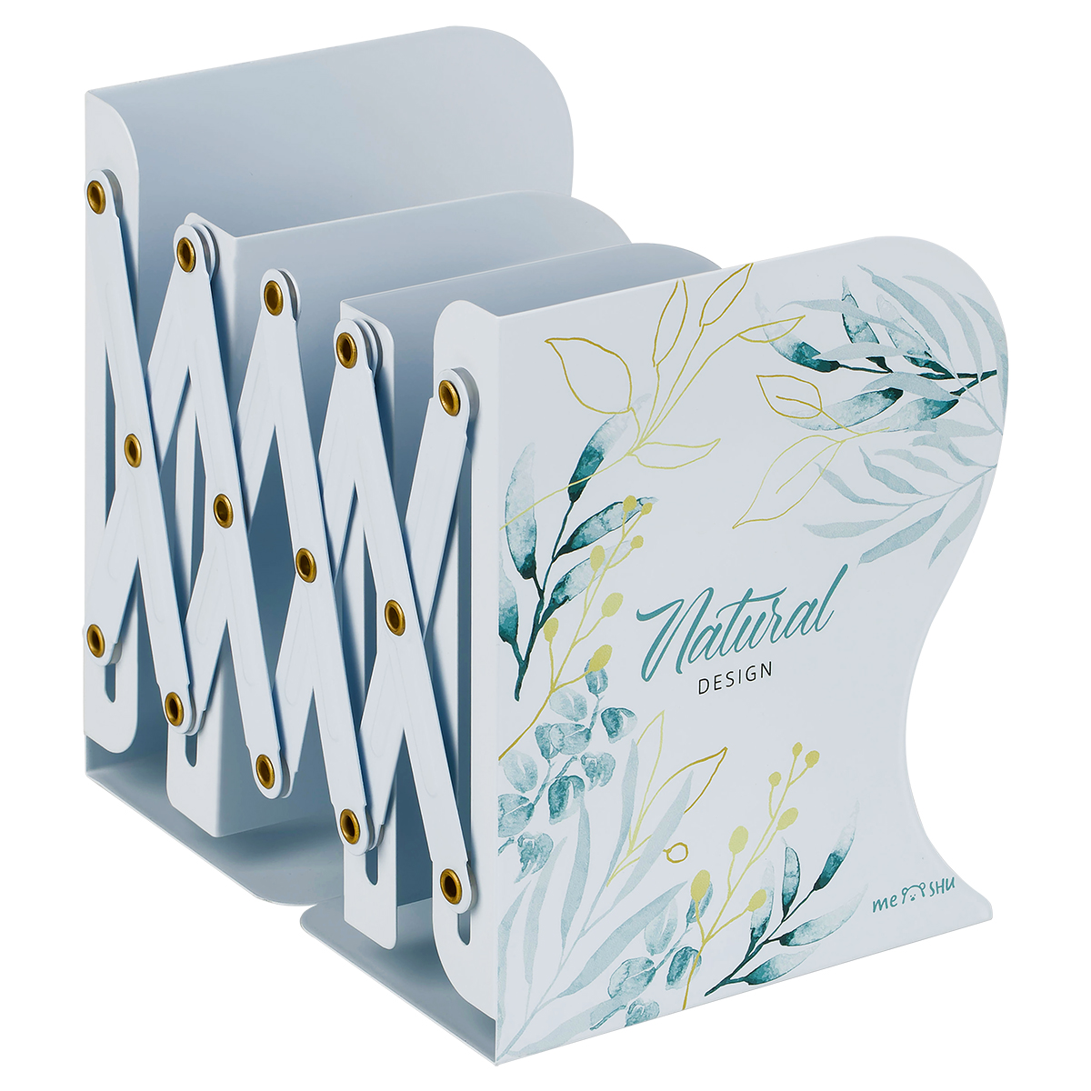 Подставка для книг MESHU "Natural", металлическая, 3 отделения, раздвижная