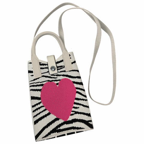 Сумочка-органайзер повседневная HEIKKI KNIT (ХЕЙКИ) кросс боди, вязаная, 17х12х5 см, "Zebra heart", 273794