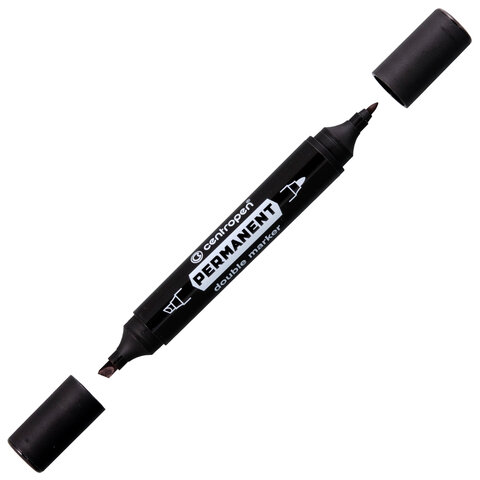 Маркер перманентный двусторонний CENTROPEN 1666, ЧЕРНЫЙ, круглый/скошенный, 1/1-4 мм, 616660112