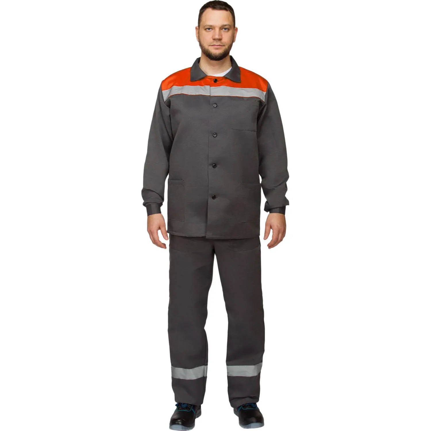 Костюм лет муж (куртка, пк) л16 с СОП сер/оранж 112-116/182-188