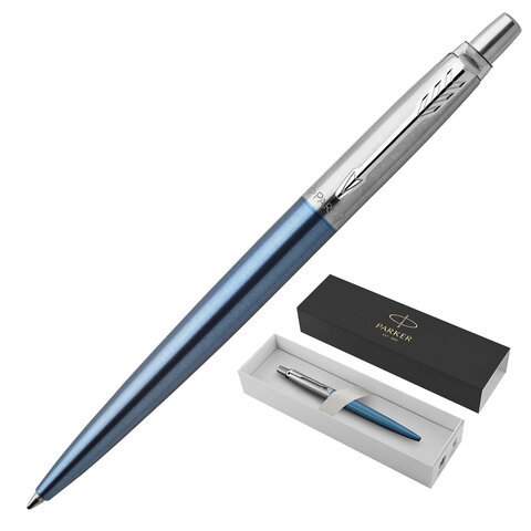 Ручка шариковая PARKER "Jotter Core Waterloo Blue CT", корпус голубой, хромированные детали, синяя, 1953191
