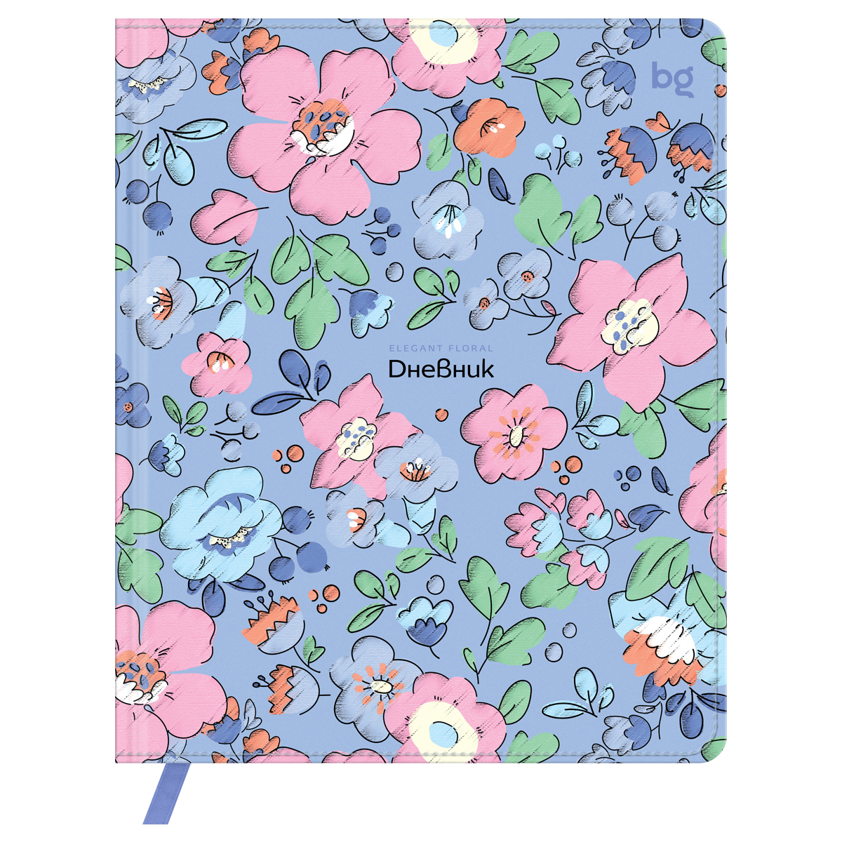 Дневник 1-11 кл. 48л. (твердый) BG "Цветочный мотив", иск. кожа (балакрон), печать, ляссе