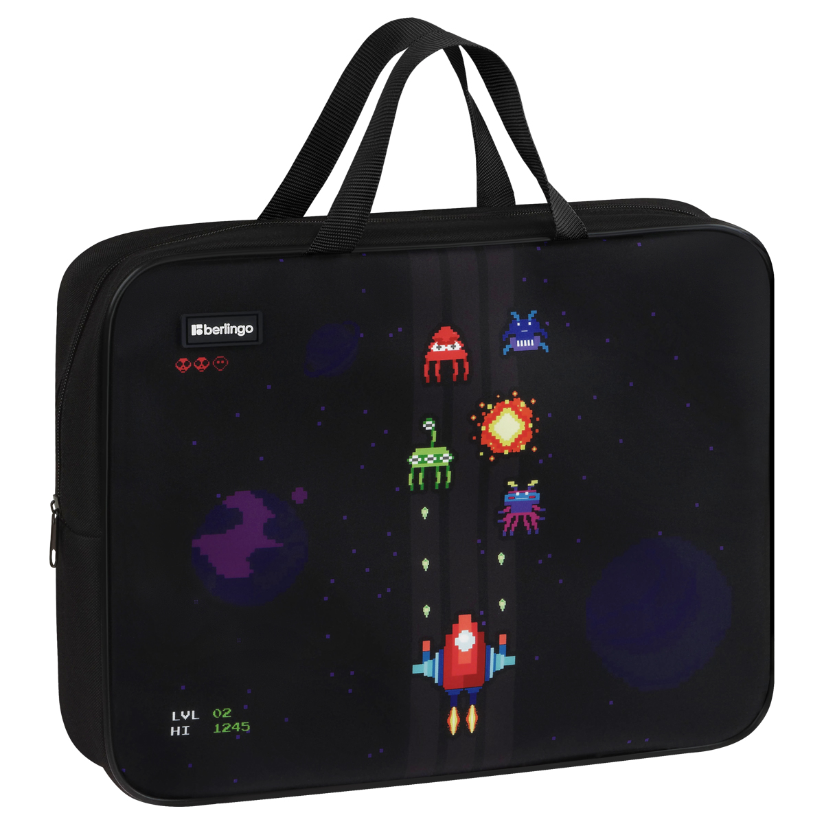 Папка текстильная с ручками 1 отделение, А4 Berlingo "Space Battle", 350*265*80мм, текстиль, на молнии