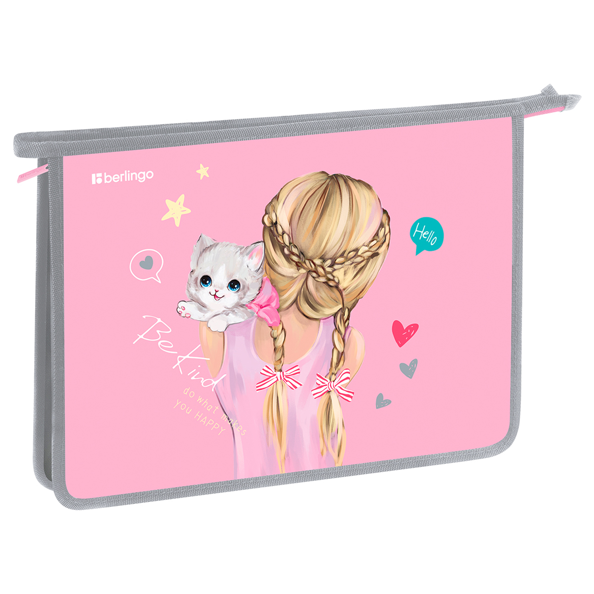 Папка для тетрадей 1 отделение, А4 Berlingo "Be Kind!", 340*245*40 мм, пластик, на молнии