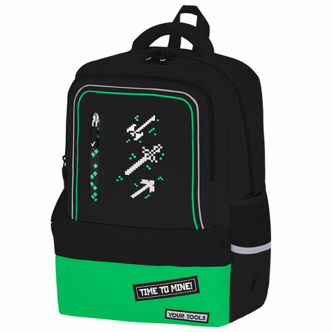 Рюкзак BRAUBERG STAR, 1 отделение, 5 карманов, "Digital tools", черный, 40x29x13 см, 273133