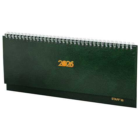 Планинг датированный 2026 300х130 мм, STAFF, гребень, обложка бумвинил, 64 л., зеленый, 117361