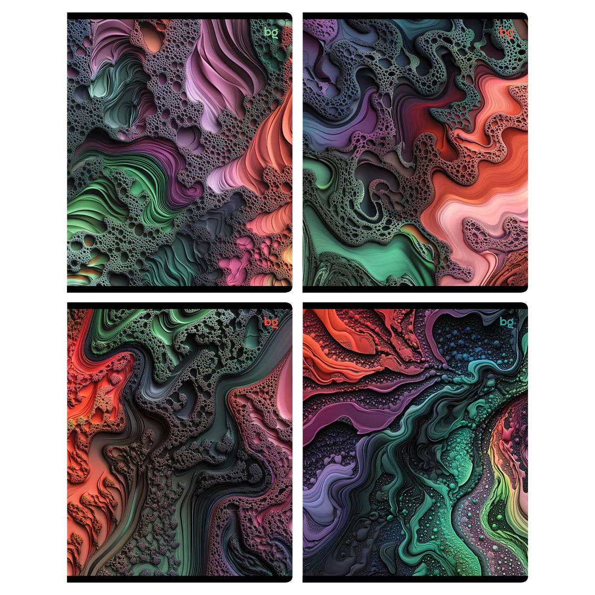 Тетрадь 48л., А5, клетка BG "Абстракция", микро sandy-touch лак