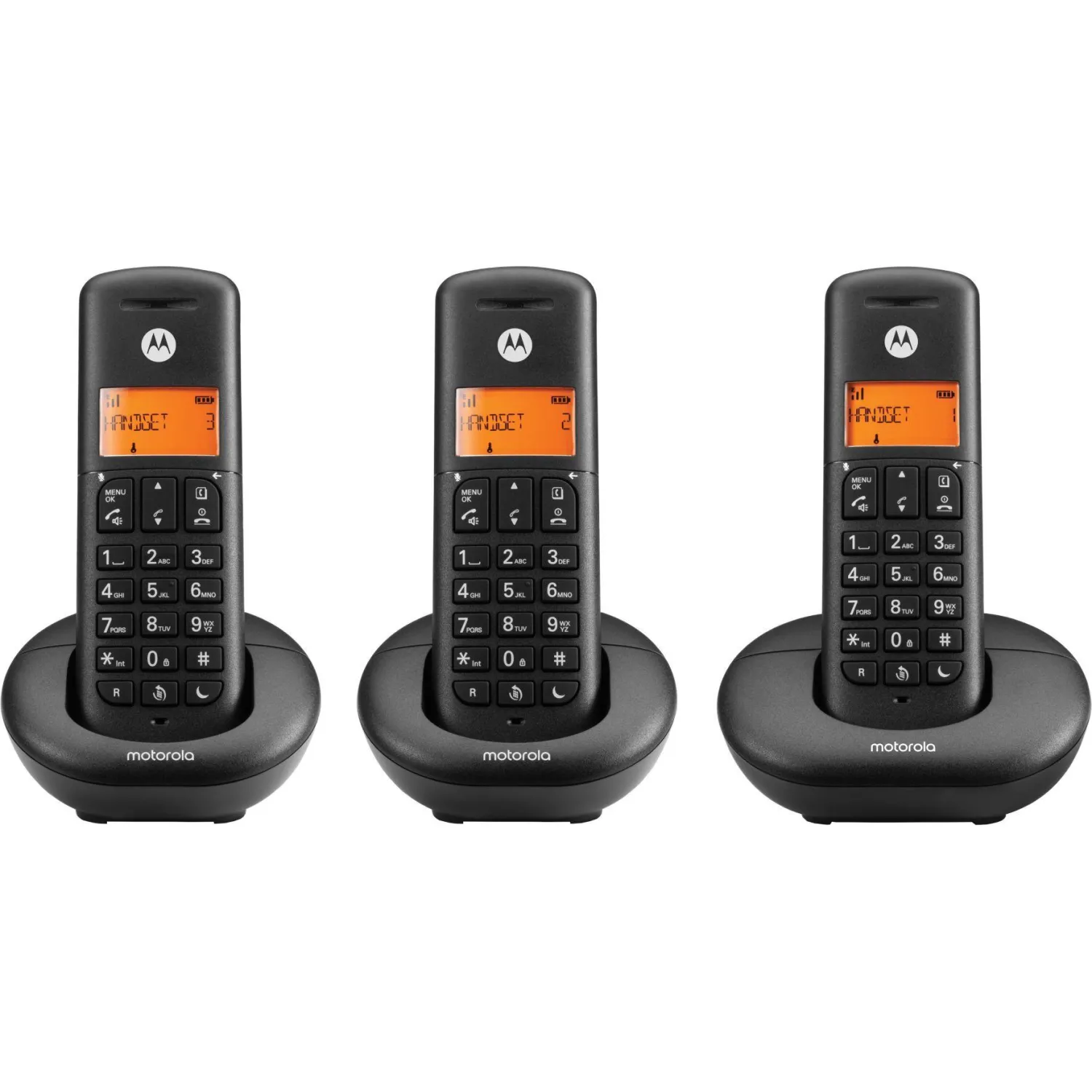 Радиотелефон Motorola DECT E203 (цвет Черный) (кмпл 3 трубки)