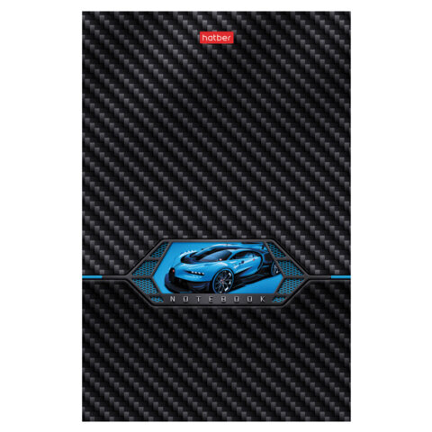 Блокнот А5 96л, на скобе, картон, клетка, глянцевая ламинация, HATBER, AutoCarbon, 086107, 96Б5лВ1_29380