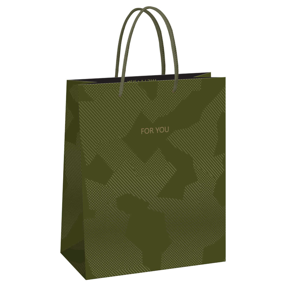 Пакет подарочный 26*32*12см MESHU "Green pattern", выборочный лак,  матовая ламинация