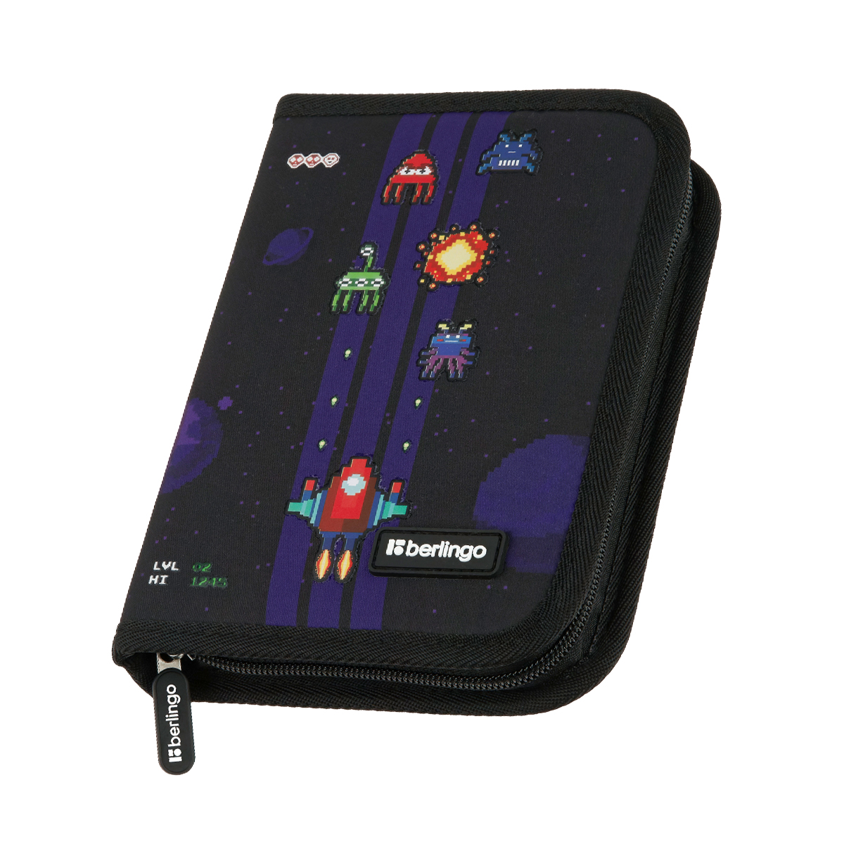 Пенал 1 отделение, 200*140*40 Berlingo "Space Battle", дополнительная откидная секция, полиэстер
