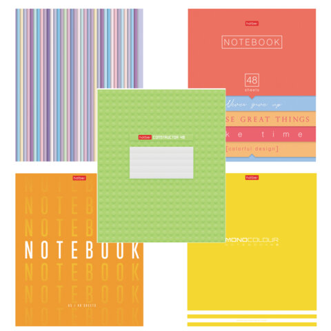 Тетрадь А5 48л. HATBER скоба, клетка, обложка картон, Ассорти- Выпуск №2 (микс в спайке), 087346, 48Т5В1