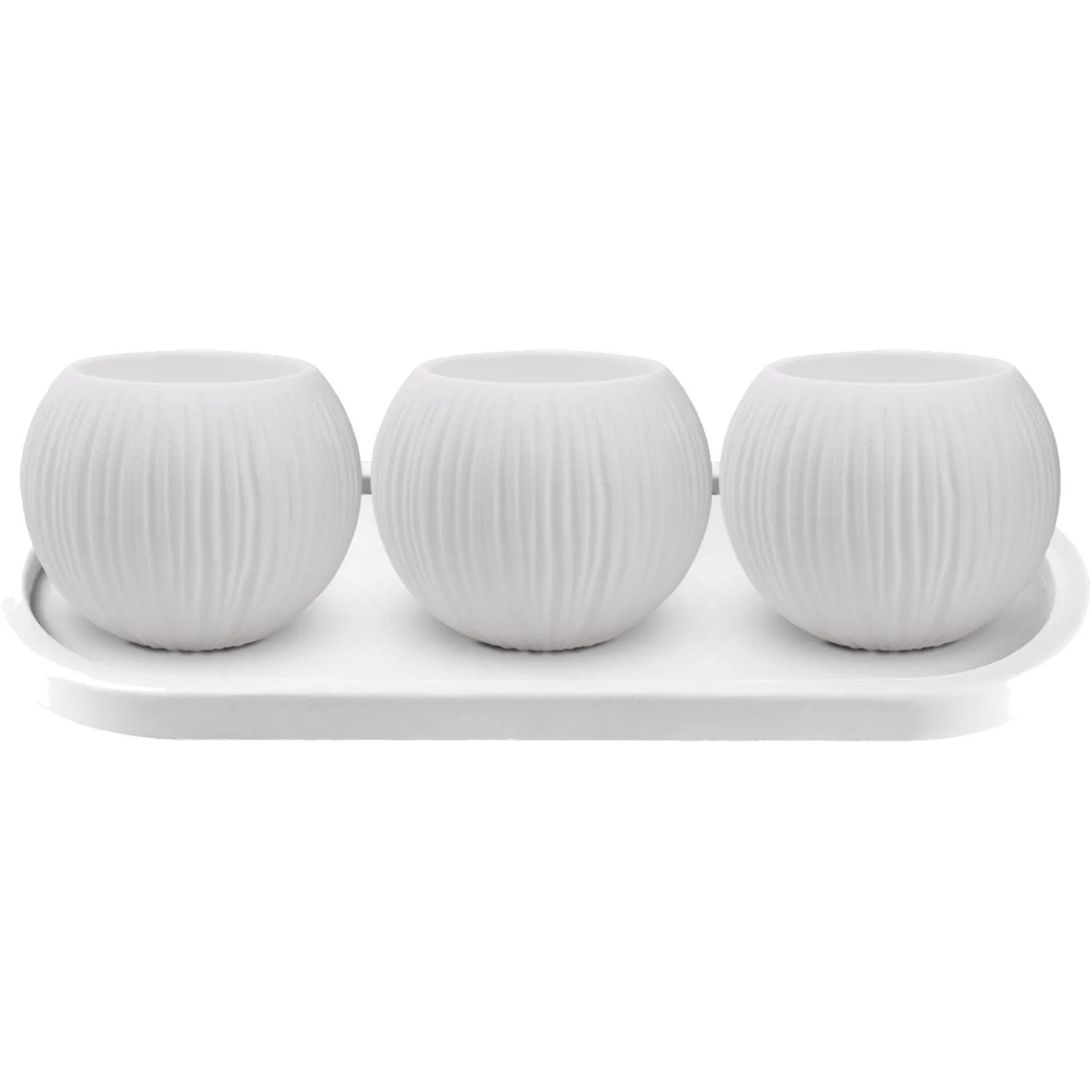 Набор кашпо Сфера Мини (0,3л)на подставке Амалия Цв. Белый  3шт, КШ-0701