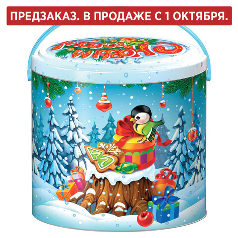 Подарок новогодний "СЛАДКОЕЖКА", 600 г, НАБОР конфет, жестяная упаковка с ручкой, МОСУПАК