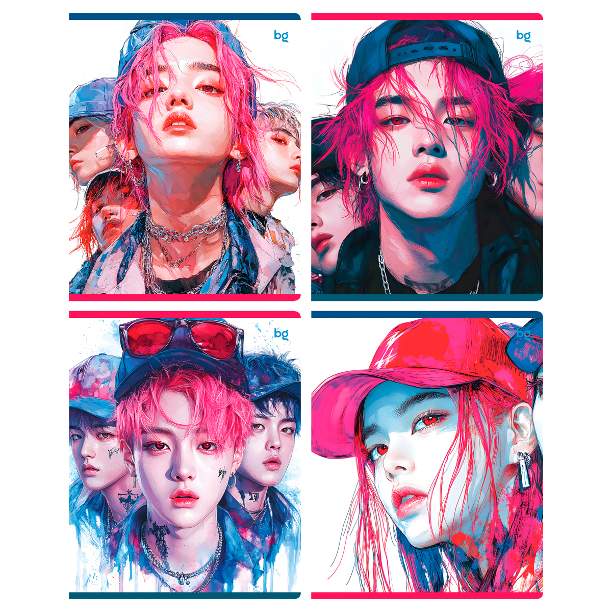 Тетрадь 48л., А5, клетка BG "К-pop", глянцевая ламинация