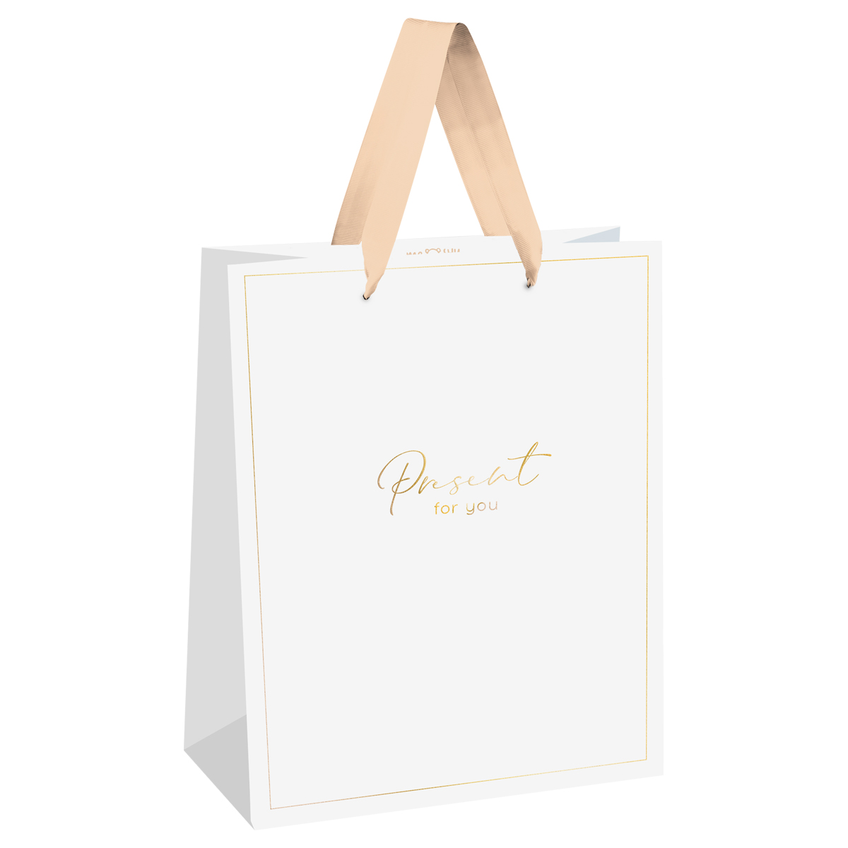 Пакет подарочный 26*32*12см MESHU "White elegance", фольга, матовая ламинация