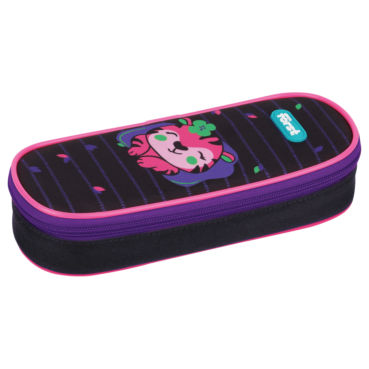 Пенал корпусный Först "Pink tiger", 220*90*45мм, 1 отделение, полиэстер