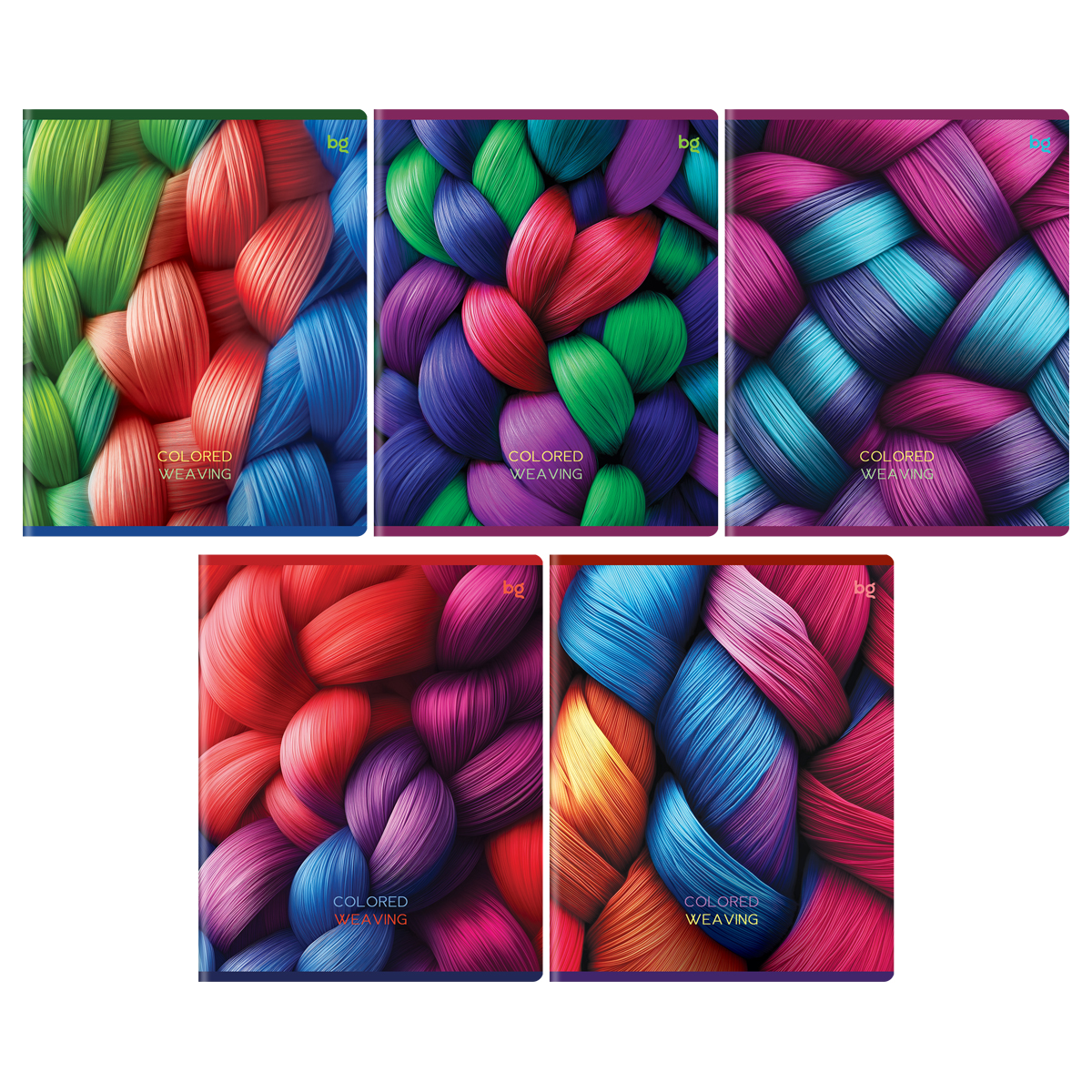 Тетрадь 96л., А5, клетка BG "Цветное плетение", выб.лак