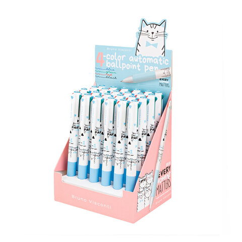 Ручка многоцветная шариковая автоматическая BRUNO VISCONTI "Best Friends", 4 цвета, 0,4 мм, 20-0406