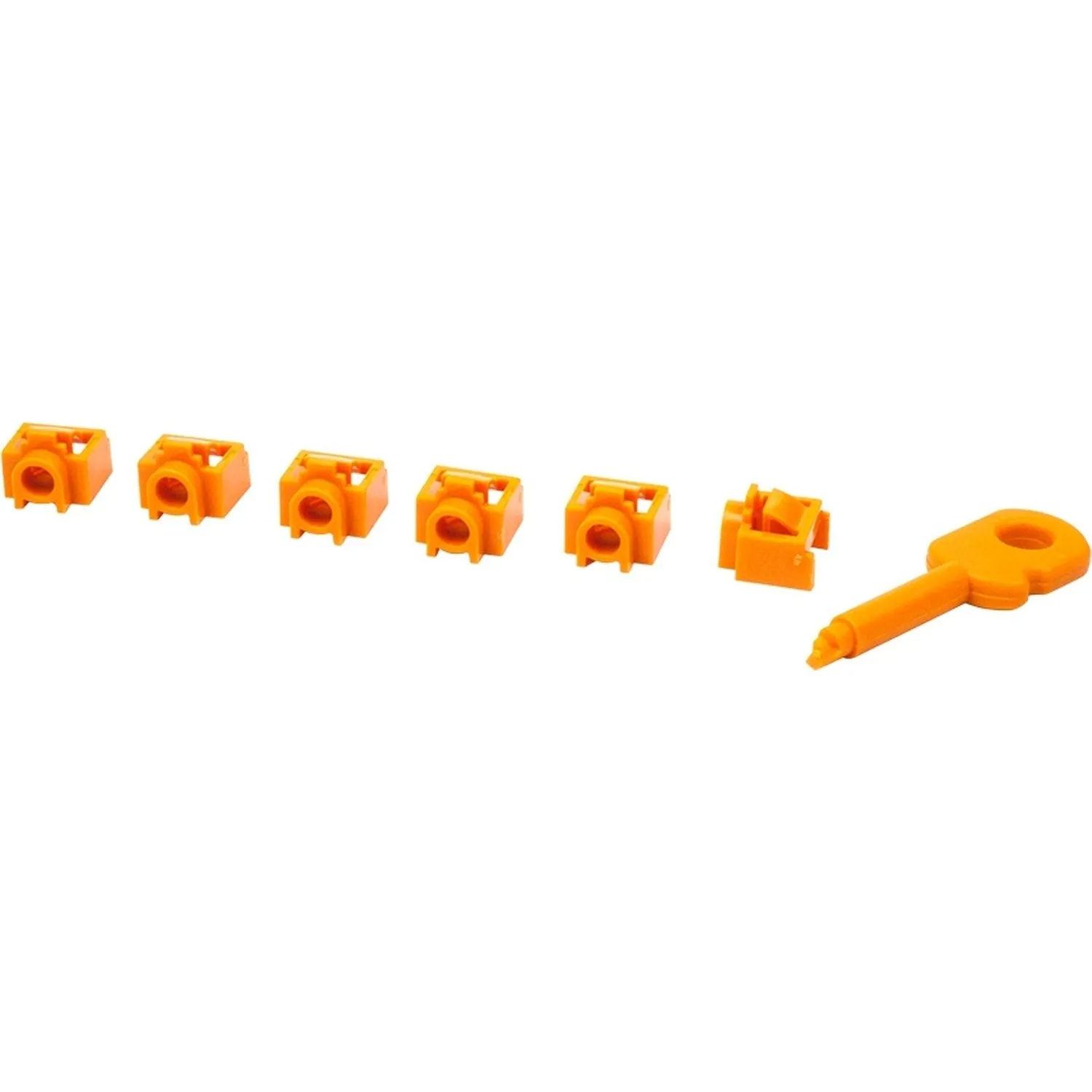 Вставка заглушек портаRJ-45 LANMASTER LAN-SEC45-PL-SET-OR 6шт/уп+ключ,оранж