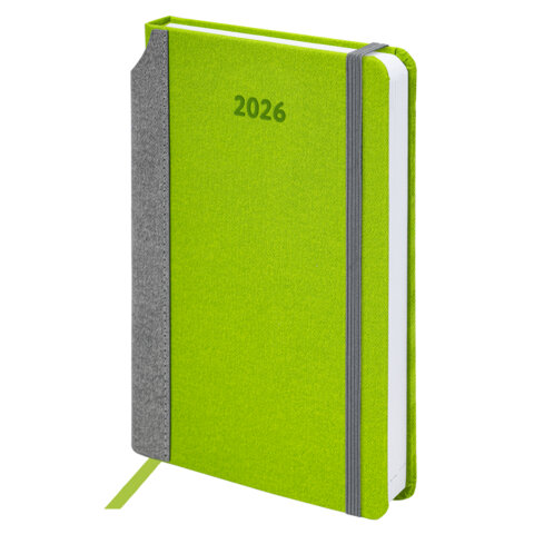 Ежедневник датированный 2026 А5 138x213 мм, BRAUBERG "Mosaic", под кожу, карман для ручки, зеленый, 117111