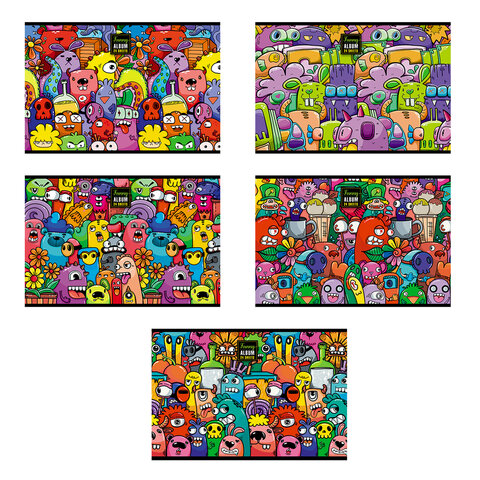 Альбом д/рис. А4 24л., скоба, TWIN лак, ПЗБМ, 205х295мм, Куча Монстров (микс в спайке), 44055