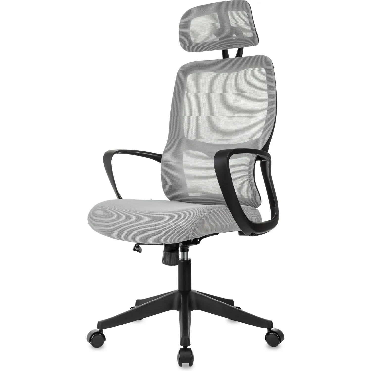 Кресло VB_Бюрократ Wise серый сетка/ткань с подголов