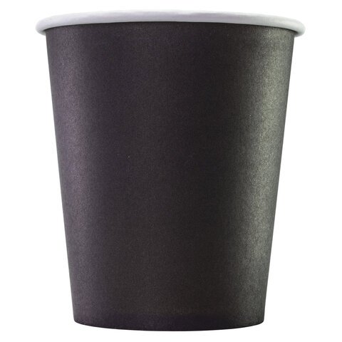 Стакан одноразовый бумажный 250 мл, КОМПЛЕКТ 50 шт., однослойный, ЧЕРНЫЙ, холодное/горячее, ФОРМАЦИЯ, HB80-280-0458