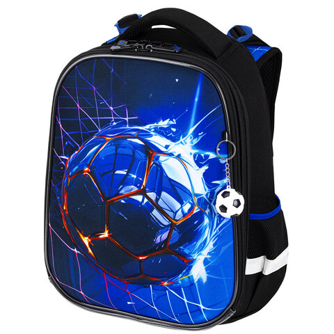 Ранец BRAUBERG PREMIUM, 2 отделения, с брелоком, "Score goal", 3D-панель, 38х29х16 см, 273102