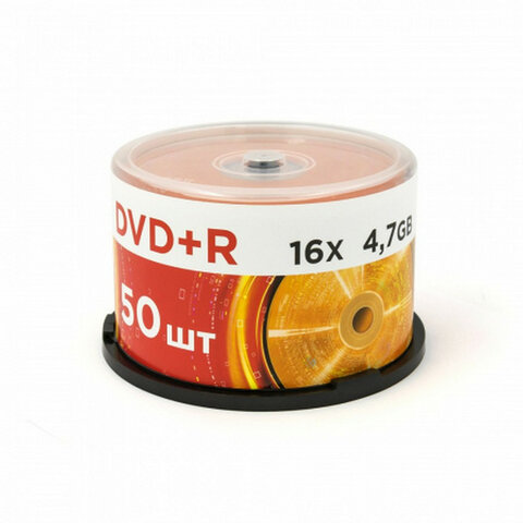 Диски DVD+R (плюс) MIREX, 4,7 Гб 16x Cake Box (упаковка на шпиле), КОМПЛЕКТ 50 шт, UL, UL130013A1B