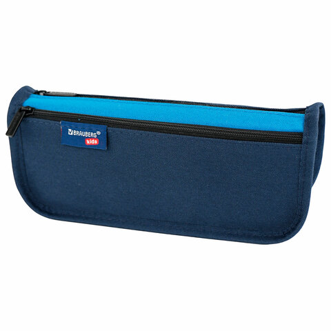 Пенал мягкий BRAUBERG KIDS, 2 отделения, полиэстер, "Dark blue", 22x10x6 см, 273551