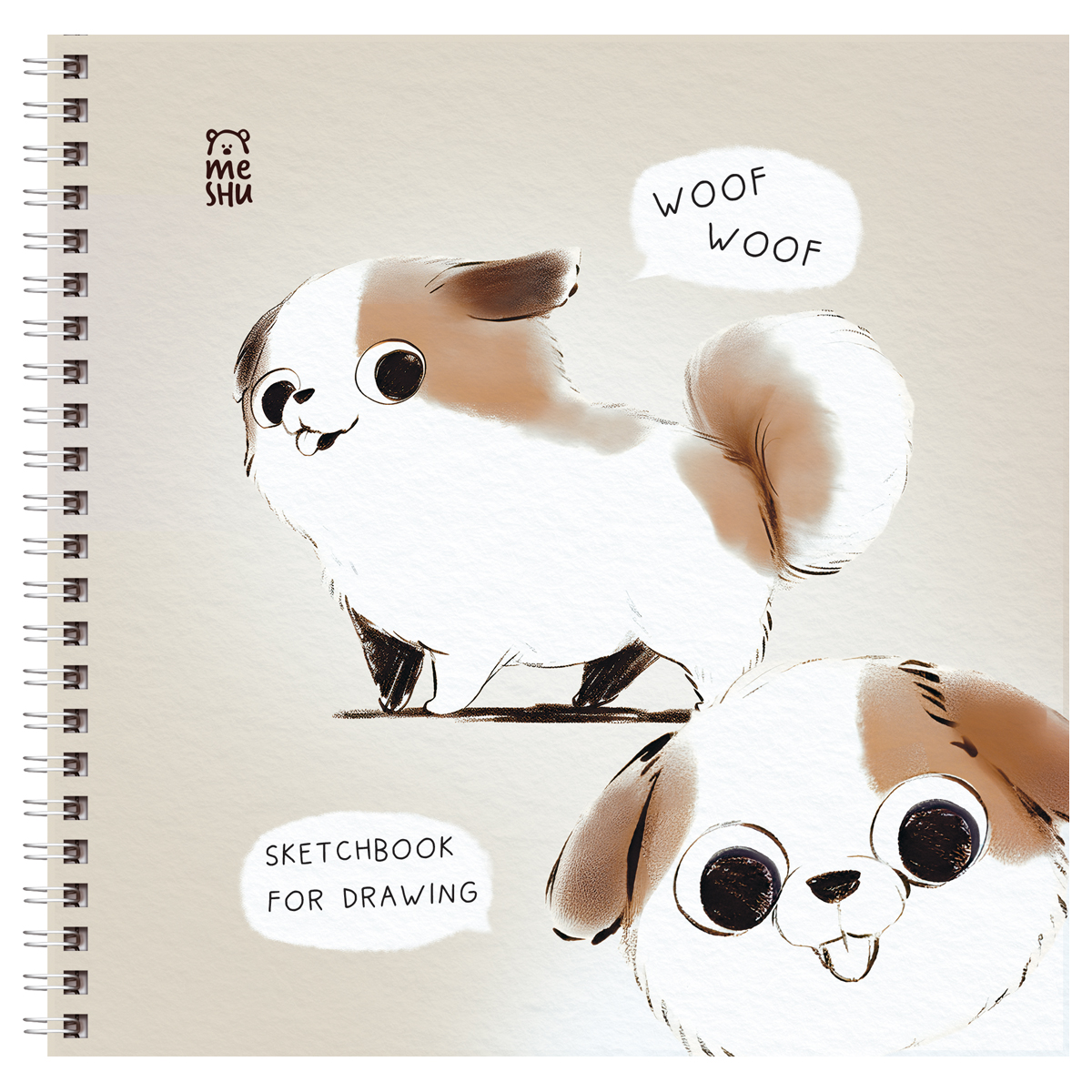 Скетчбук 60л., 150*150 MESHU "Cute dog", на гребне, soft-touch, 120г/м2