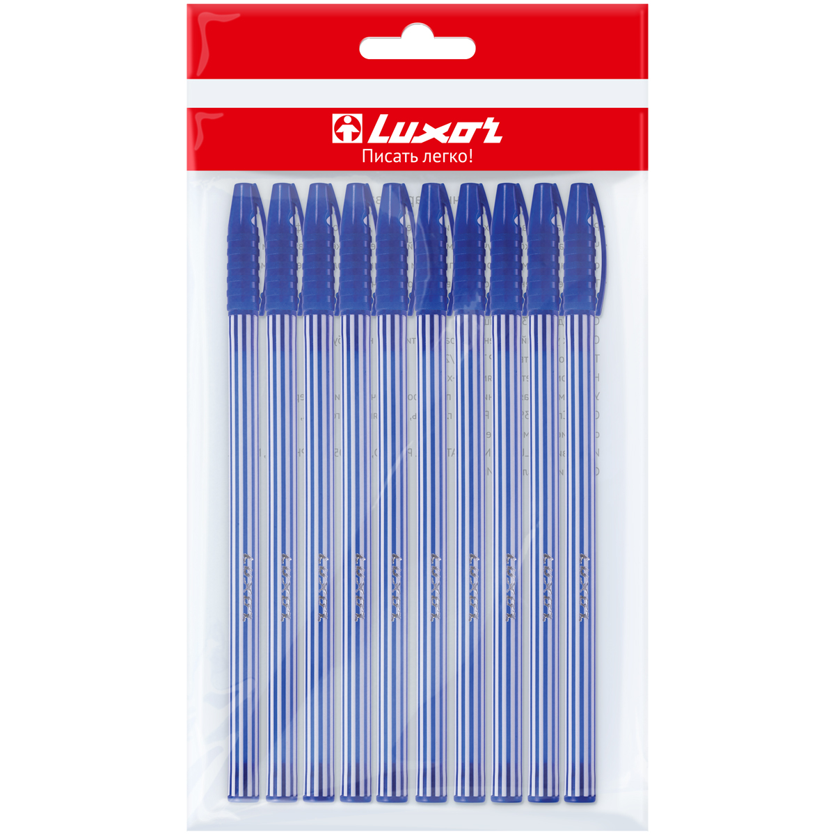 Набор шариковых ручек Luxor "Stripes", 10шт., синие, 0,55мм, пакет, европодвес