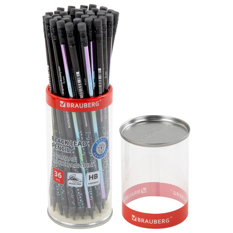 Карандаш чернографитный с принтом BRAUBERG "CATS", 1 шт., HB, с ластиком, 182020