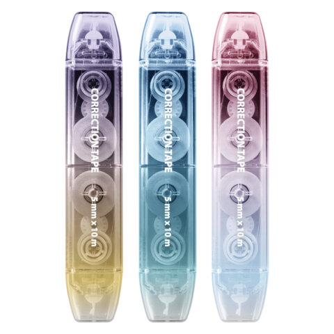 Корректирующая лента двусторонняя BRAUBERG GRADE PASTEL, 5мм x 10м, корпус ассорти, блистер, 273025